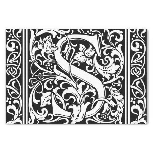 Letter S Medieval Monogram Art Nouveau Tissue Paper