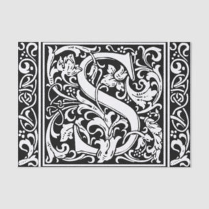 Letter S Medieval Monogram Art Nouveau Tissue Paper