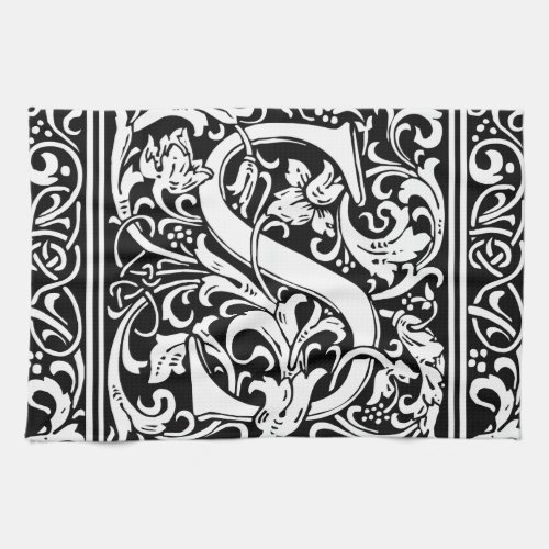 Letter S Medieval Monogram Art Nouveau Towel