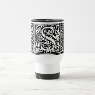 Letter S Medieval Monogram Art Nouveau Travel Mug