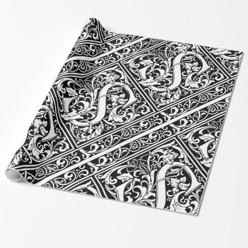 Letter S Medieval Monogram Art Nouveau Wrapping Paper