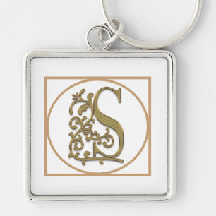 LETTER S MONOGRAM Beautiful Wedding New Home Gift Keychain