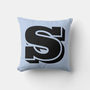 LETTER S MONOGRAM BLUE PILLOW