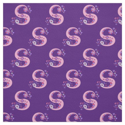 Letter S monogram decorative text custom fabric