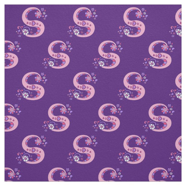 Letter S monogram decorative text custom fabric (Swatch)