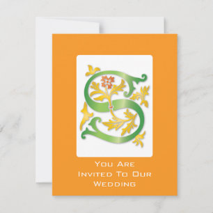 Letter S Monogram Fleur de lis Invitation