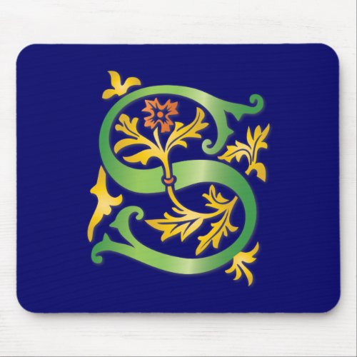 Letter S Monogram Fleur de lis Mouse Pad