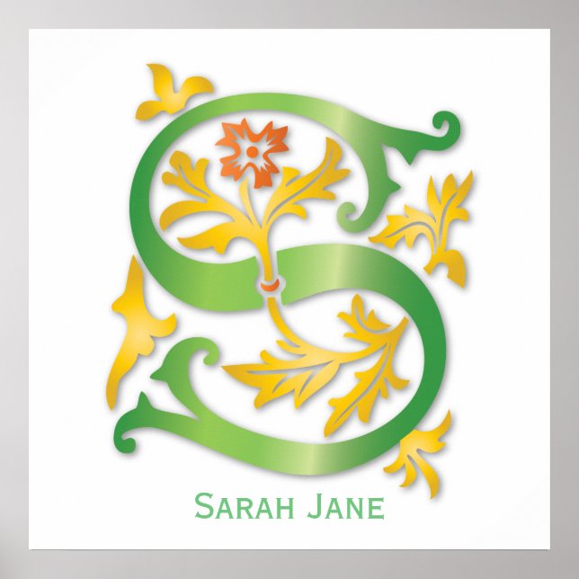 Letter S Monogram Fleur de lis Poster (Front)