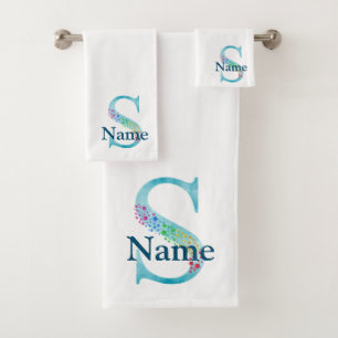 Letter S Monogram Initial Bath Gift Set