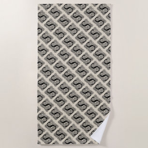 Letter S Monogram Vintage Celtic Knot Print Beach Towel