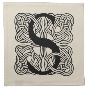 Letter S Monogram Vintage Celtic Knot Print Cloth Napkin