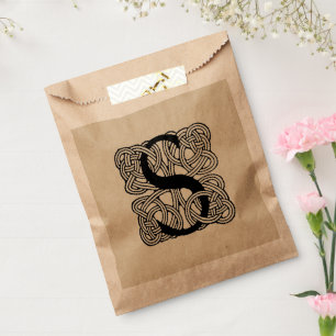 Letter S Monogram Vintage Celtic Knot Print Favor Bag