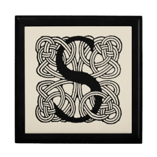 Letter S Monogram Vintage Celtic Knot Print Gift Box