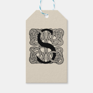 Letter S Monogram Vintage Celtic Knot Print Gift Tags