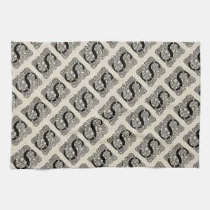 Letter S Monogram Vintage Celtic Knot Print Kitchen Towel