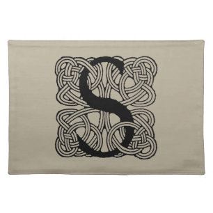 Letter S Monogram Vintage Celtic Knot Print Placemat