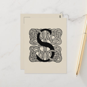 Letter S Monogram Vintage Celtic Knot Print Postcard