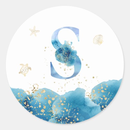   LETTER  S _ Sea Ocean Beach Envelope  Sticker