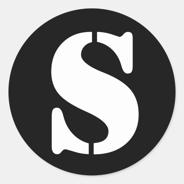 Letter S Stencil Alphabet by Janz Black Classic Round Sticker (Front)