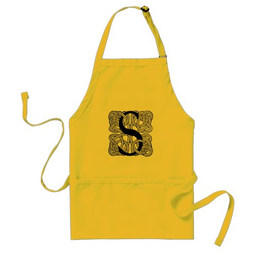 Letter S Vintage Celtic Knot Monogram Adult Apron