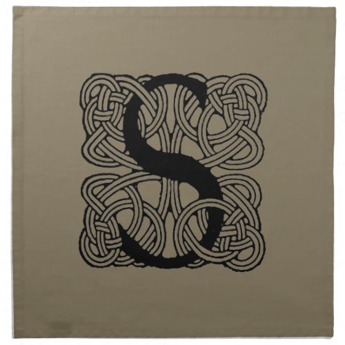 Letter S Vintage Celtic Knot Monogram Cloth Napkin