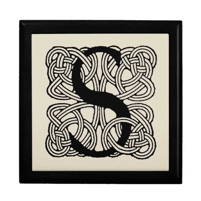 Letter S Vintage Celtic Knot Monogram Gift Box (Front)