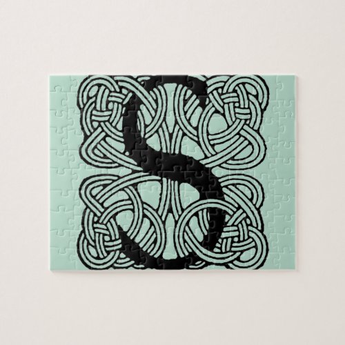 Letter S Vintage Celtic Knot Monogram Jigsaw Puzzle