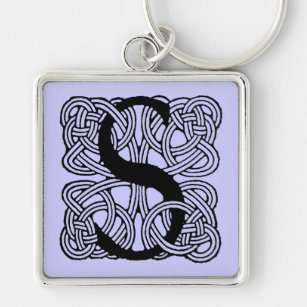 Letter S Vintage Celtic Knot Monogram Keychain