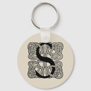 Letter S Vintage Celtic Knot Monogram Keychain