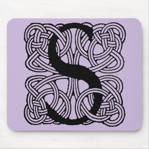 Letter S Vintage Celtic Knot Monogram Mouse Pad