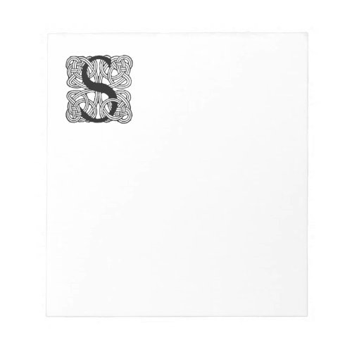 Letter S Vintage Celtic Knot Monogram Notepad