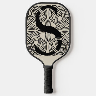 Letter S Vintage Celtic Knot Monogram Pickleball Paddle