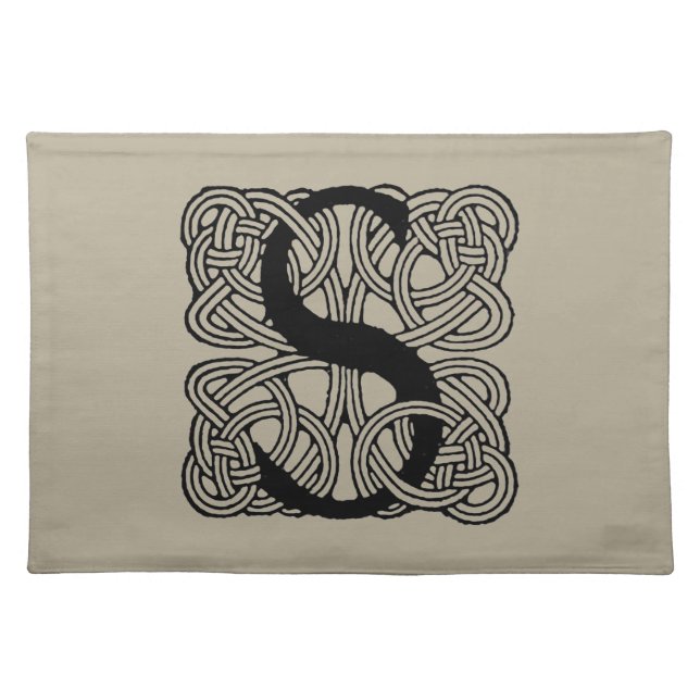 Letter S Vintage Celtic Knot Monogram Placemat (Front)