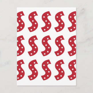 Letter S - White Stars on Dark Red Postcard