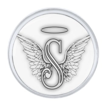 Letter S With Angel Wings Silver Finish Lapel Pin by MemorialGiftShop at Zazzle