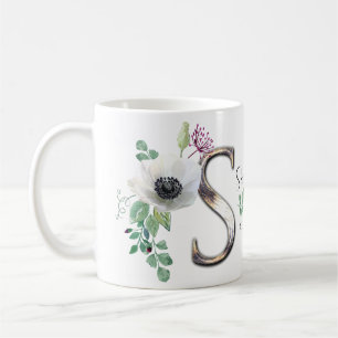 Letter S with elegant flowers Coffee Mug