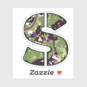 Letter S with Military camouflage Texture Sticker