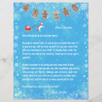 Letter Santa Unicorn Snowflakes Reindeer Blue Xmas