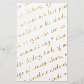 Letter Script Faux Gold Typography Poetry White by DifferentStudios at Zazzle