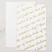 Letter Script Faux Gold Typography Poetry White (Front/Back)