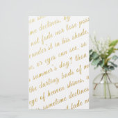 Letter Script Faux Gold Typography Poetry White (Standing Front)