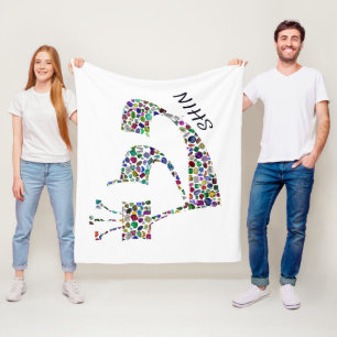 Letter Shin made with Gemstones in All Colors Fleece Blanket