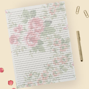 Letter Size 8.5 x 11 College Ruled Pink Roses Notepad