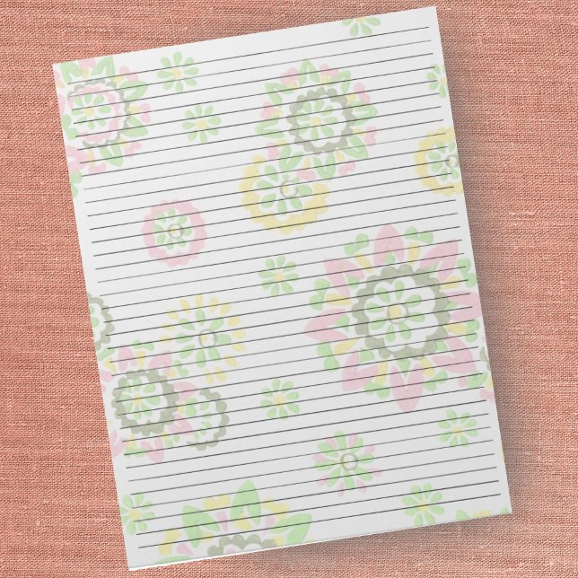 Letter Size 8.5 x 11 College Ruled Retro Floral Notepad (Creator Uploaded)