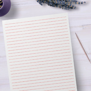 Letter Size 8.5" x 11" Red Ruled Wide Lined Paper Notepad