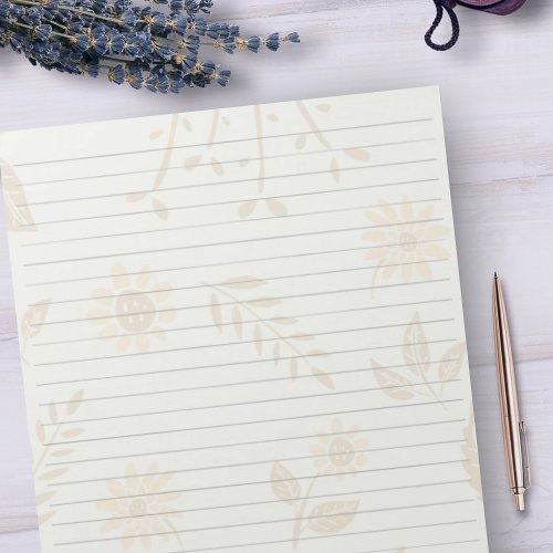 Letter Size 85 x 11 Wide Ruled Golden Floral Notepad
