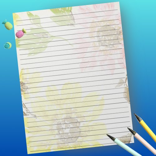 Letter Size 85 x 11 Wide Ruled Large Floral Notepad