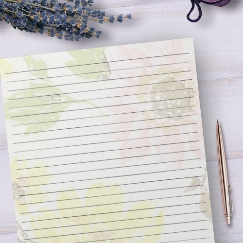 Letter Size 85 x 11 Wide Ruled Yellow Pink Floral Notepad