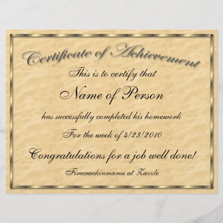 Letter Size Certificate Of Achievement