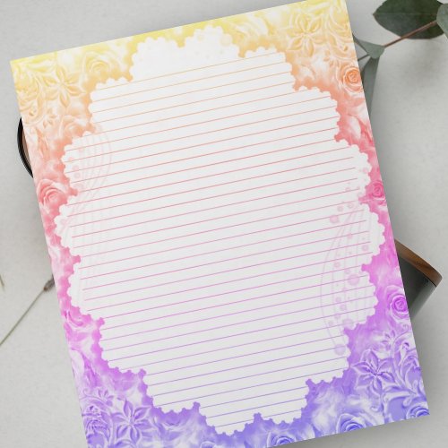 Letter Size _ Vintage Bright Floral Lined Paper Notepad